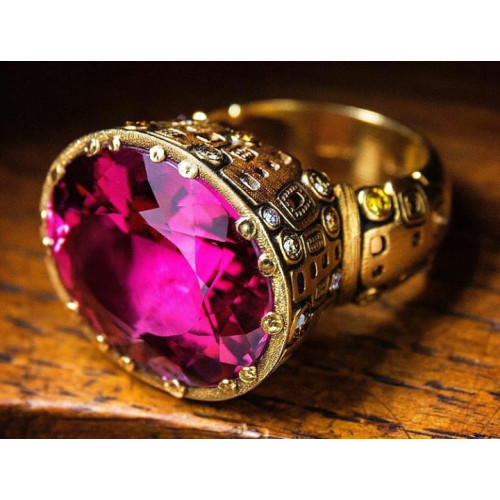 Pharaoh's Ruby Glory 22K Gold Ring