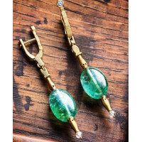 Emerald Nile 22K Gold Earrings with Colombian Emeralds and Diamonds