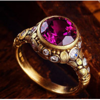 Royal Enchantment 22K Gold Ring with Amethyst and Diamonds