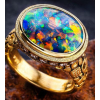 Depths of Fire 22K Gold Ring with Rare Opal from 1725 Meters Below