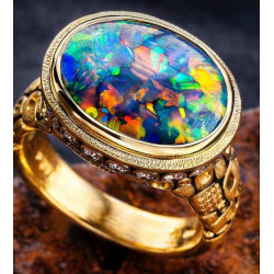 Depths of Fire 22K Gold Ring with Rare Opal from 1725 Meters Below